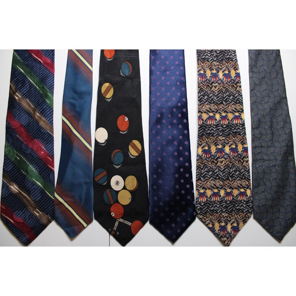 Lot of 6 Mens Neckties Retro Various Styles Patterns Colors English Laundry MET
